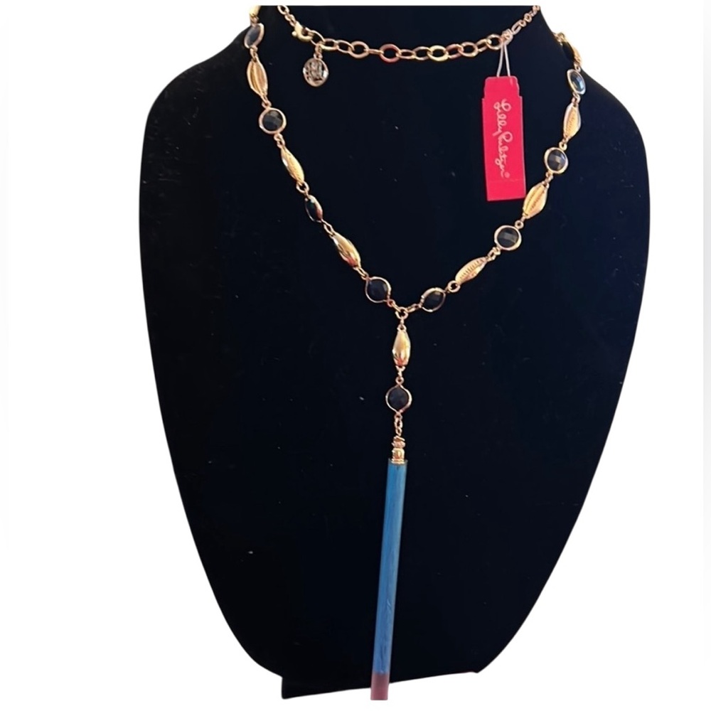 NEW Lilly Pulitzer‎ Cowrie Shell Blue Tassel Necklace